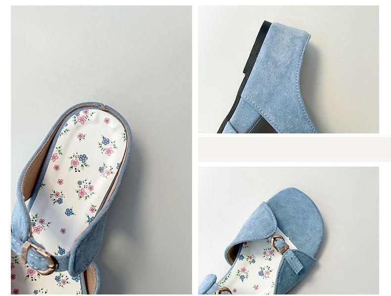 Buckled Faux Leather Slide Sandals