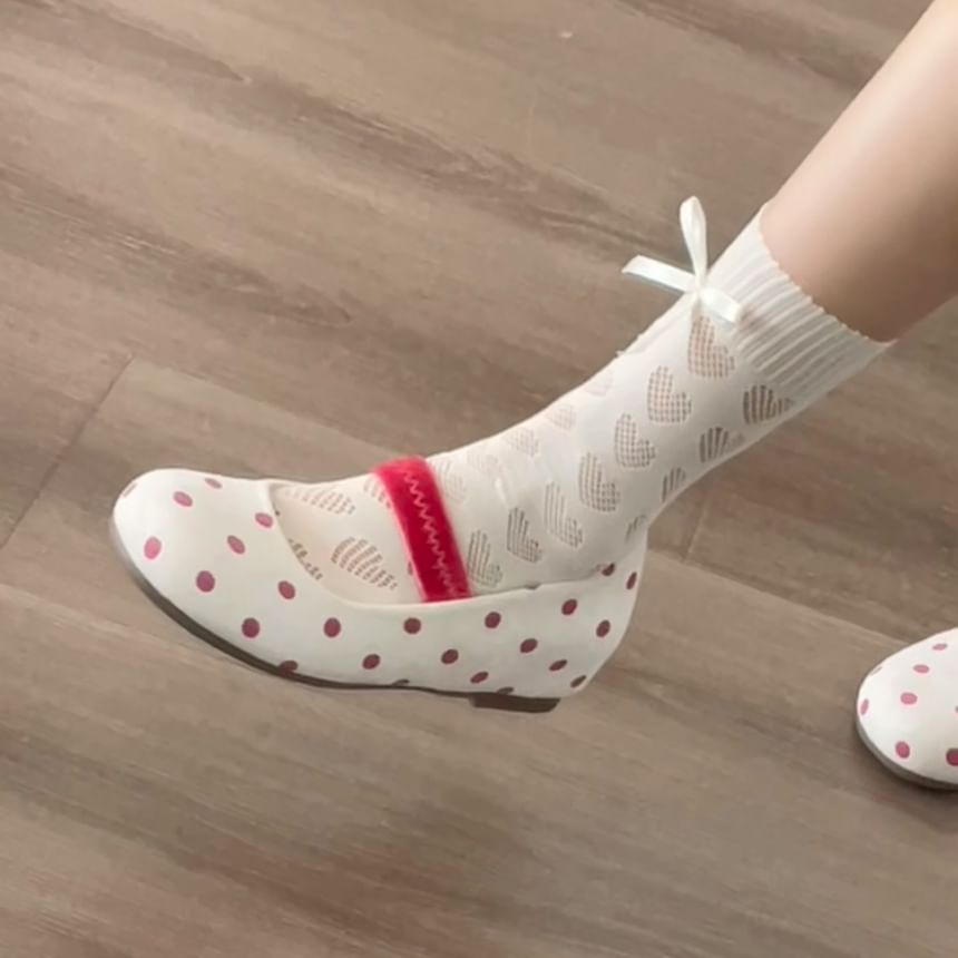 Polka Dot Faux Leather Mary Jane Hidden Wedge Pumps