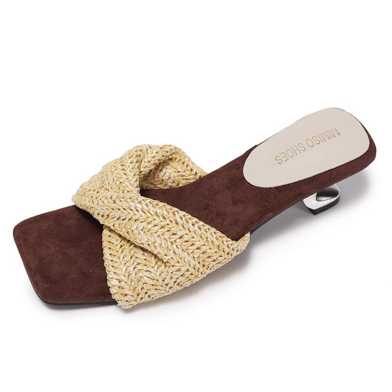 Knit Kitten Heel Slide Sandals