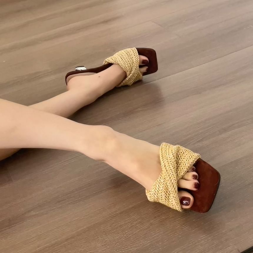 Knit Kitten Heel Slide Sandals