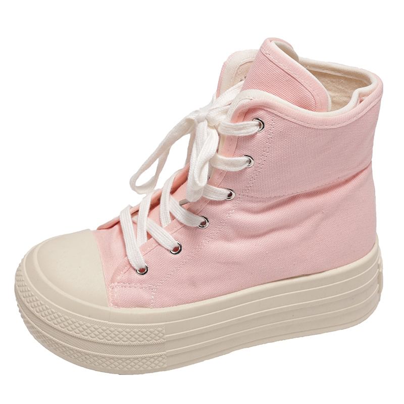 Polka Dot Platform Canvas Short Boots