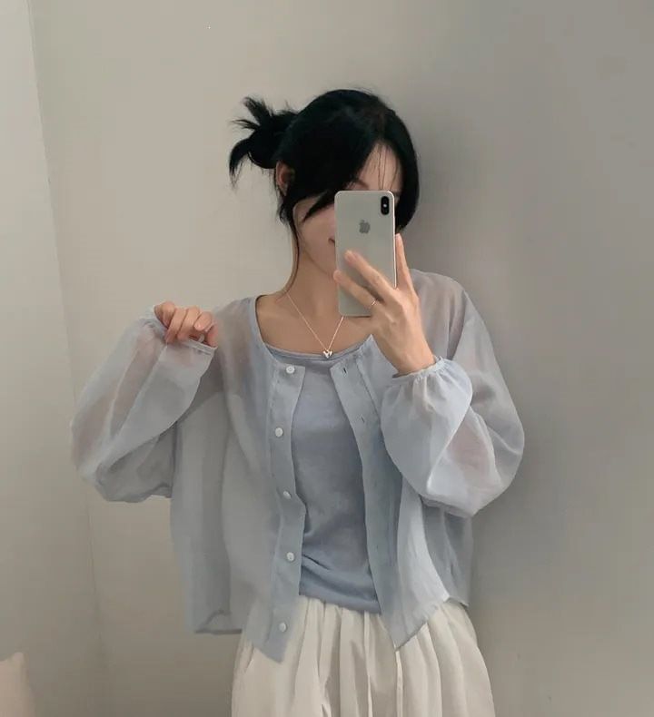 Classic Button-Front Jacket with Camisole Set