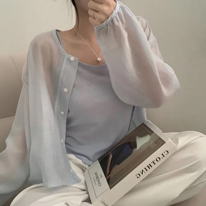Classic Button-Front Jacket with Camisole Set