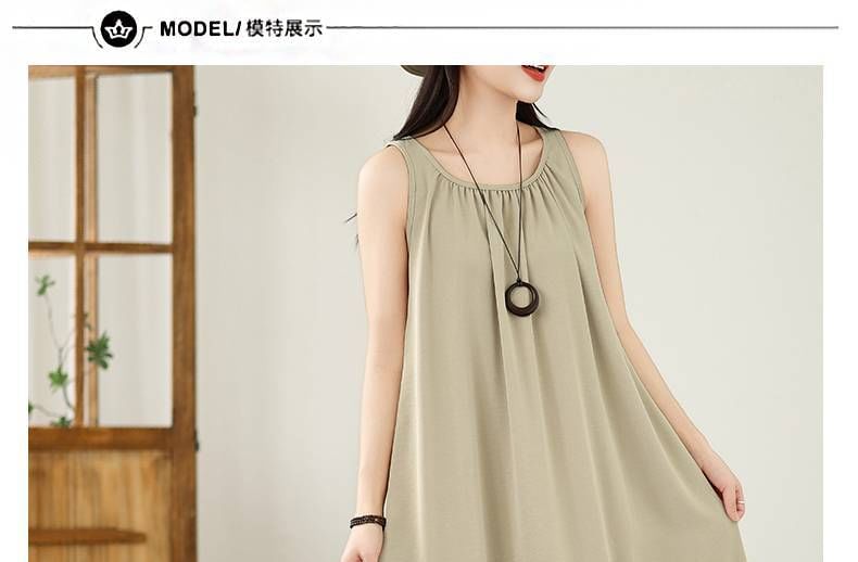 Sleeveless Scoop Neck Plain Maxi Sundress