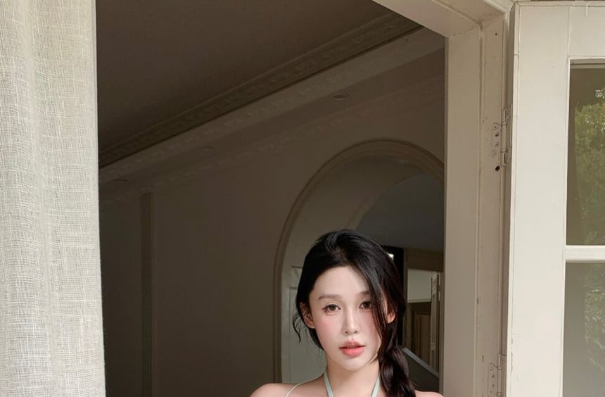 Lace Panel Frill Trim Ruched Crop Camisole