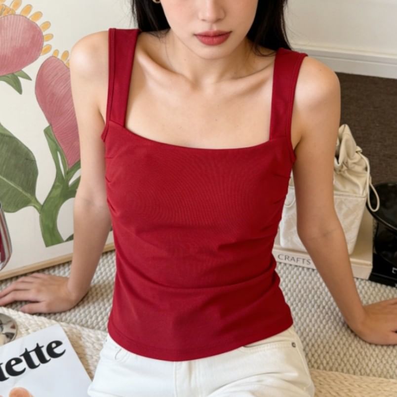 Square Neck Padded Crop Tank Top