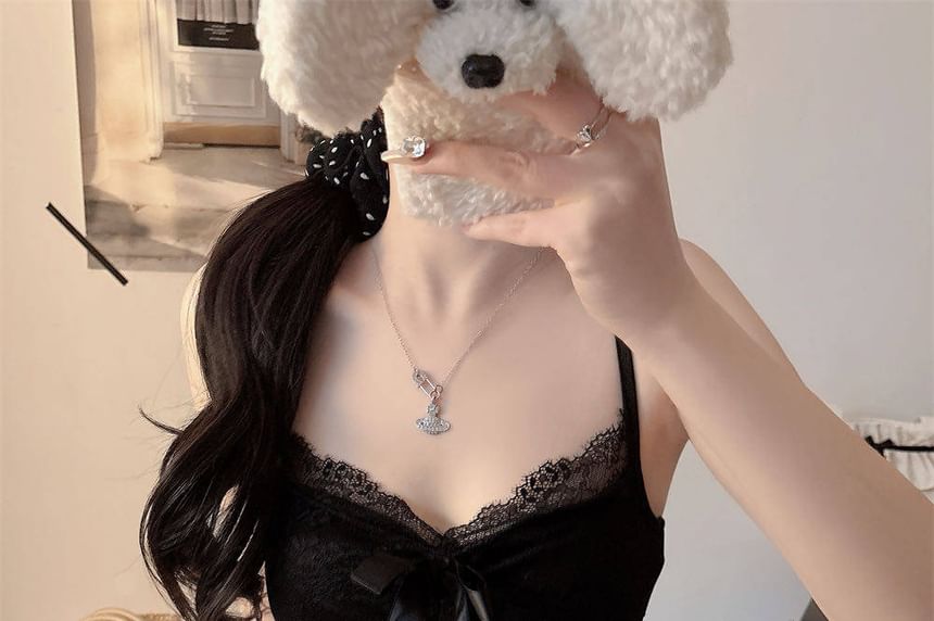 V-Neck Lace Panel Padded Crop Camisole