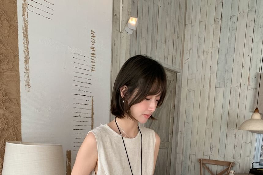 Sleeveless Round Neck Plain Maxi A-Line Dress