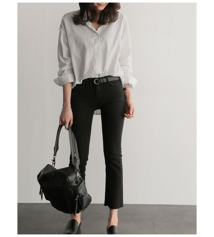 Striped Collared Long-Sleeve Shirt