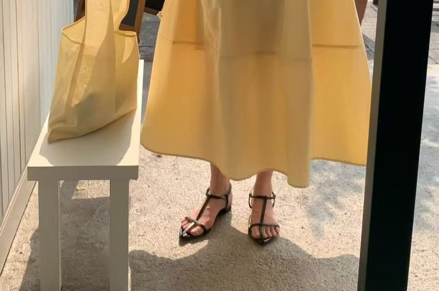 Sleeveless Round Neck Plain Slim-Fit Maxi A-Line Dress