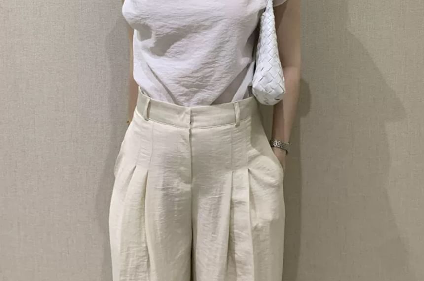 Twisted V-Neck Cap-Sleeve Tee