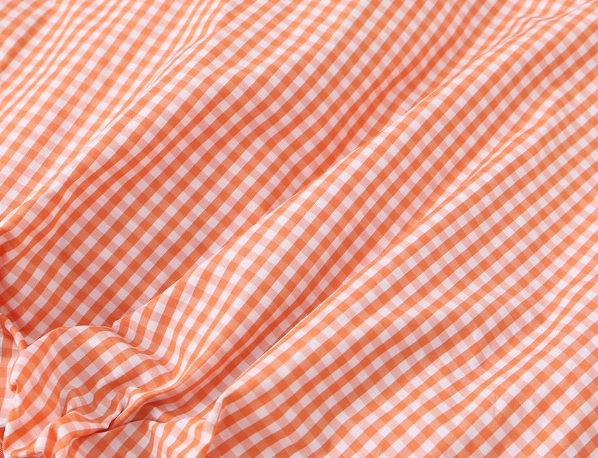 Gingham Plaid Halter Neck Crop Blouse