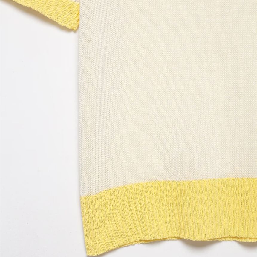 Two-Tone Crewneck Tee with Short Sleeves