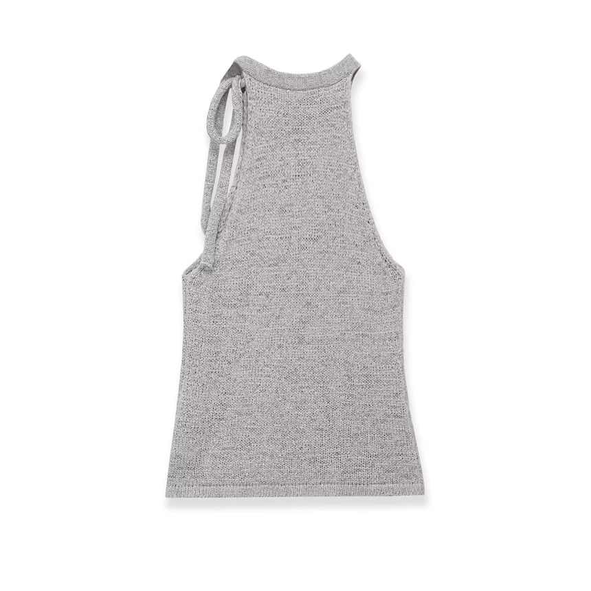 Plain Halter Neck Crop Knit Top