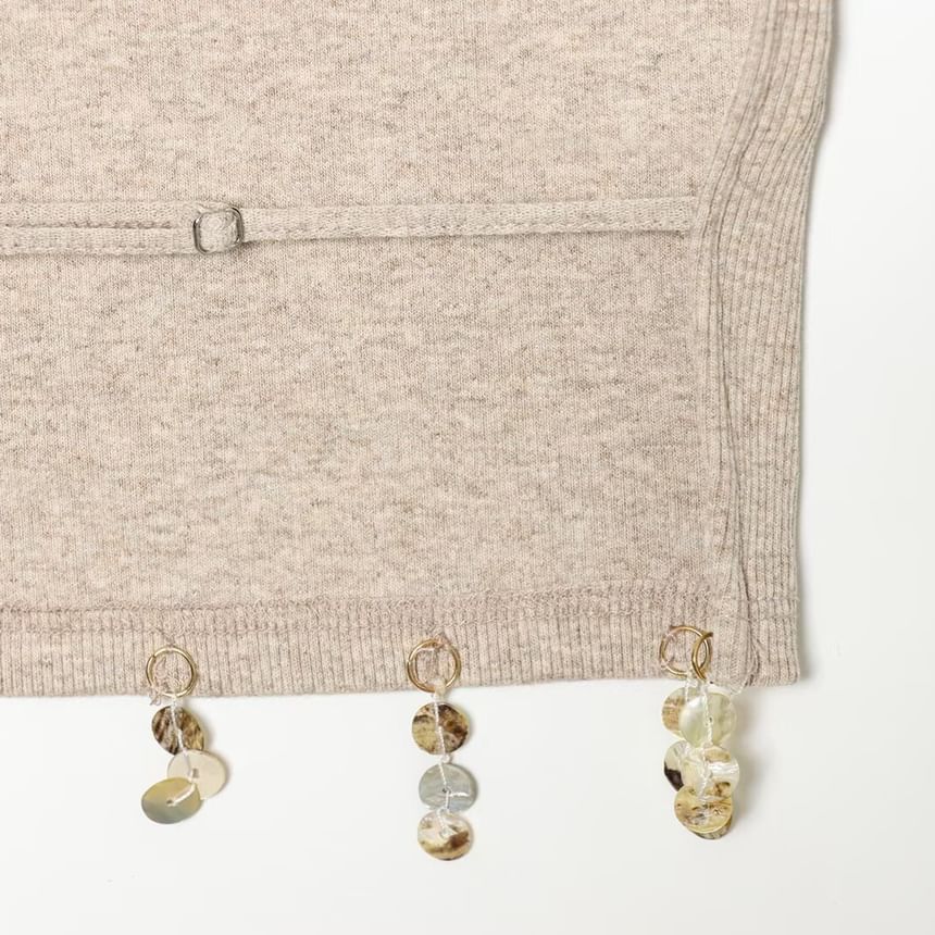 Sequined Fringed Crop Camisole Top