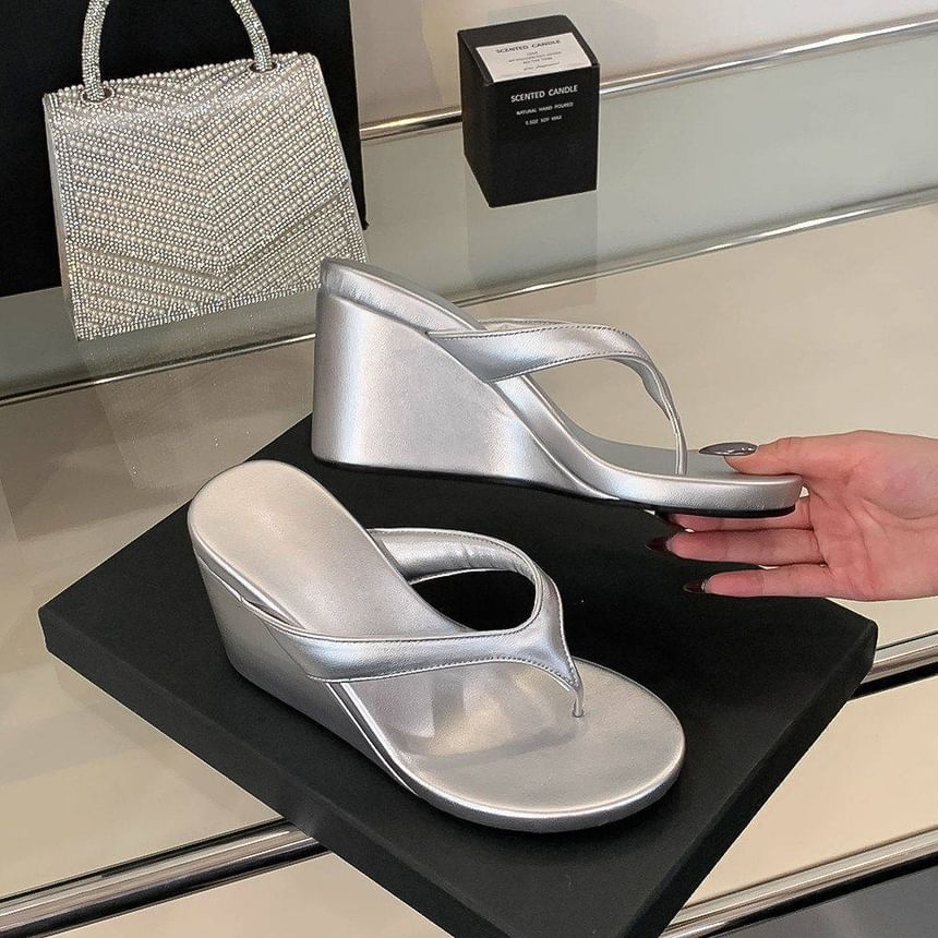 Platform Wedge Thong Slide Sandals