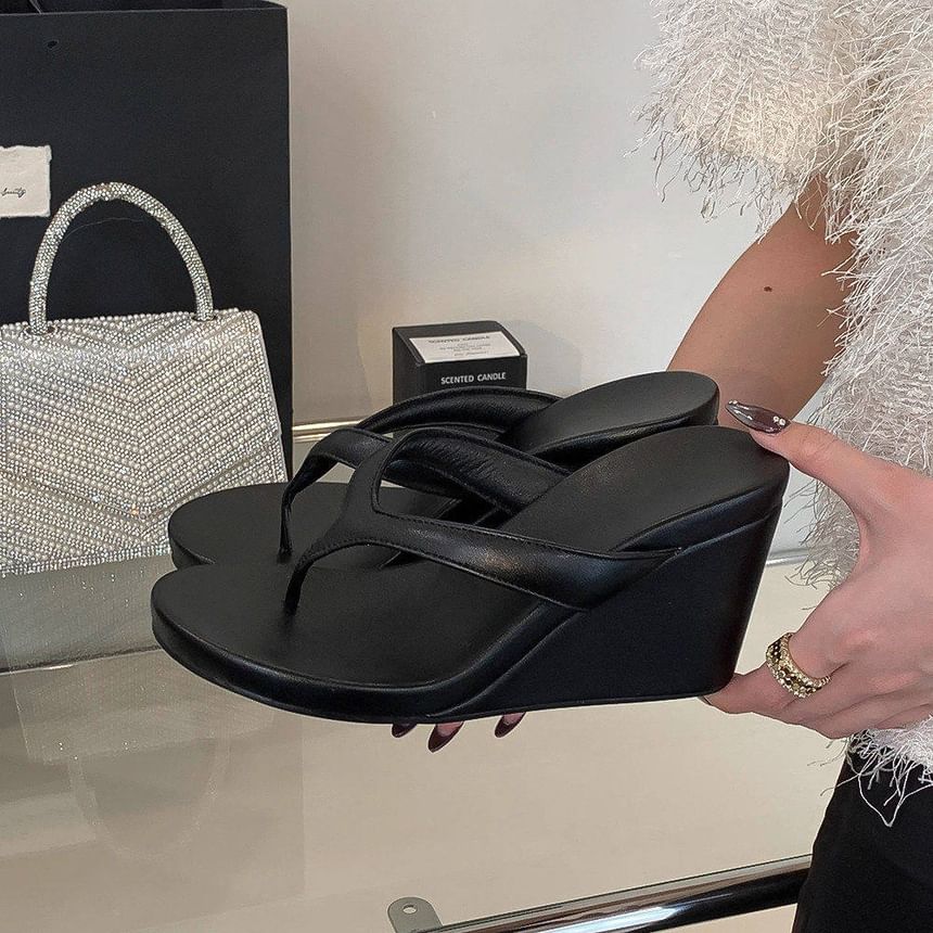 Platform Wedge Thong Slide Sandals