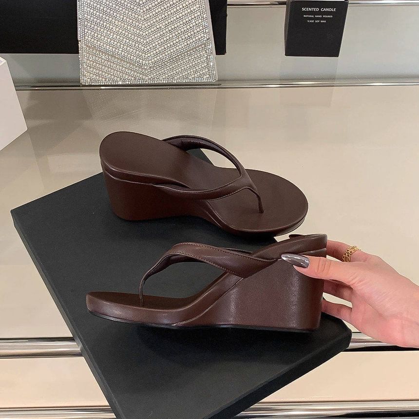 Platform Wedge Thong Slide Sandals