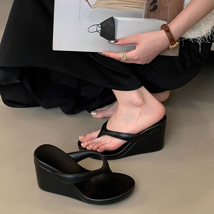 Platform Wedge Thong Slide Sandals