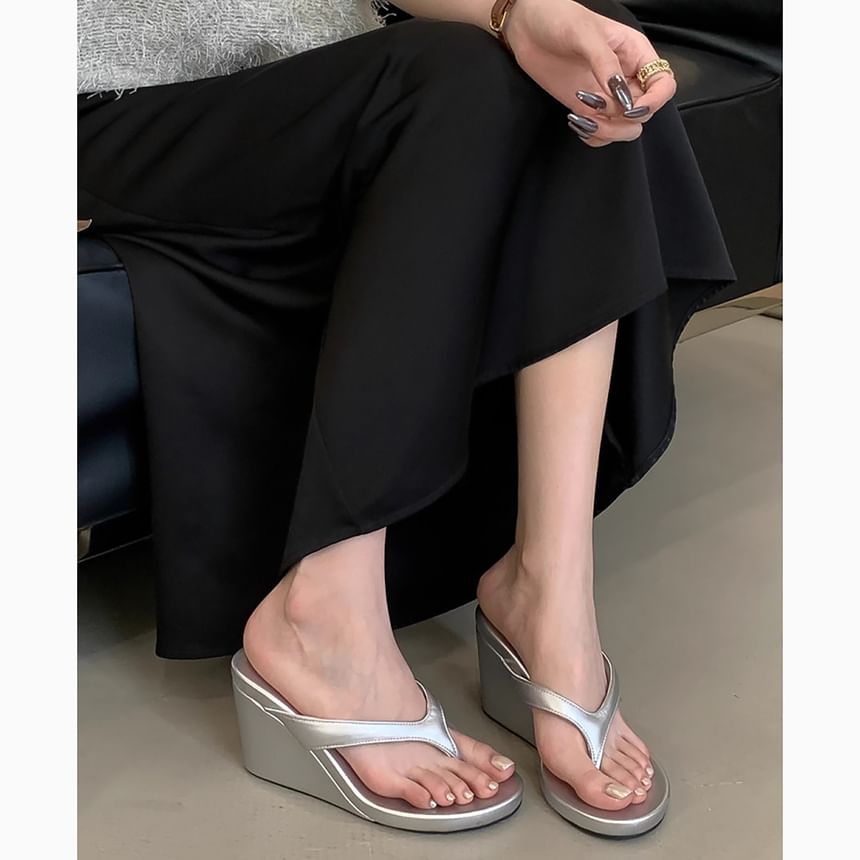 Platform Wedge Thong Slide Sandals