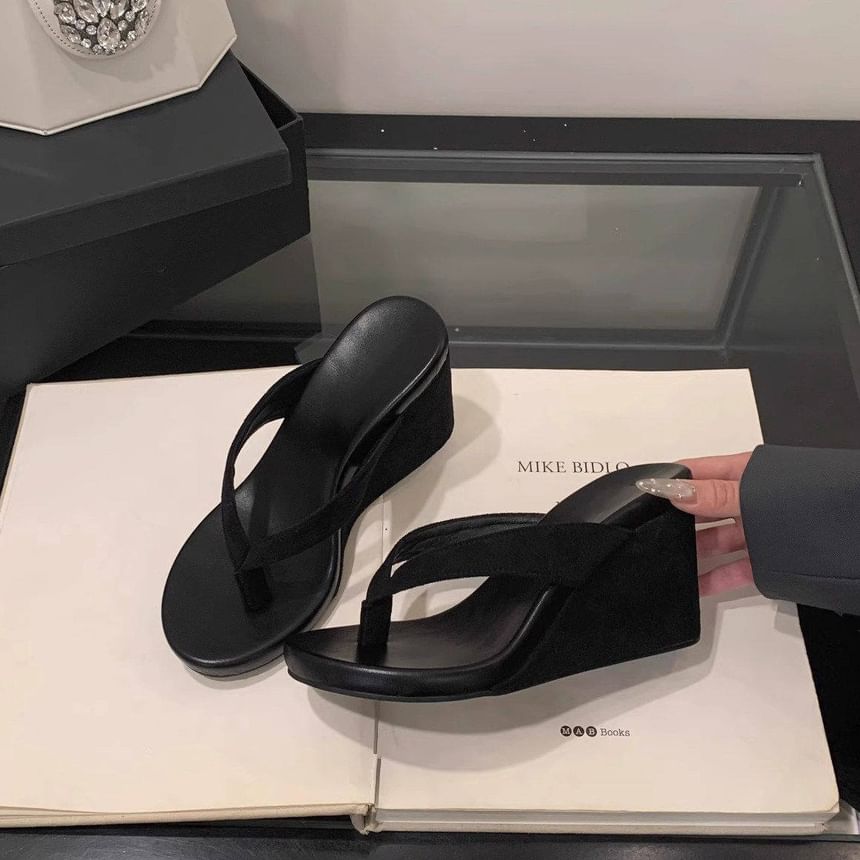 Platform Wedge Thong Slide Sandals