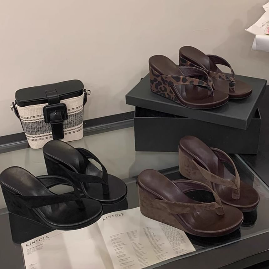 Platform Wedge Thong Slide Sandals