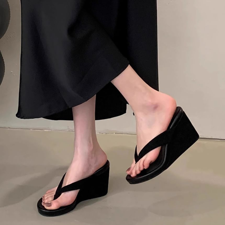 Platform Wedge Thong Slide Sandals