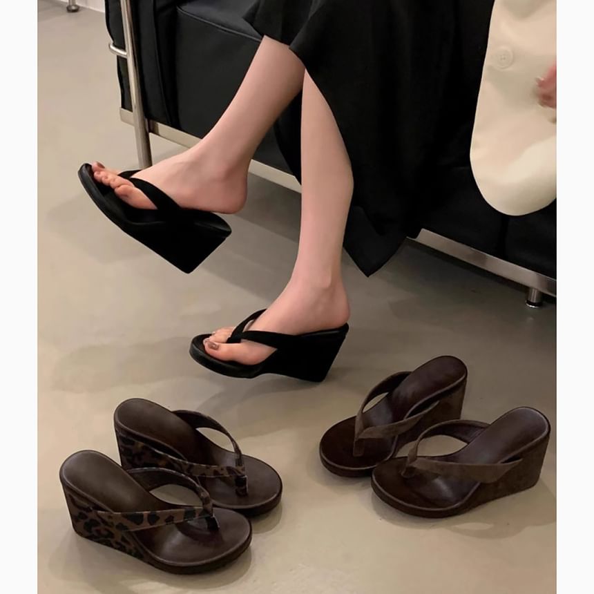 Platform Wedge Thong Slide Sandals