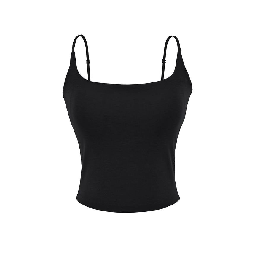 Scoop Neck Crop Camisole with Spaghetti Straps