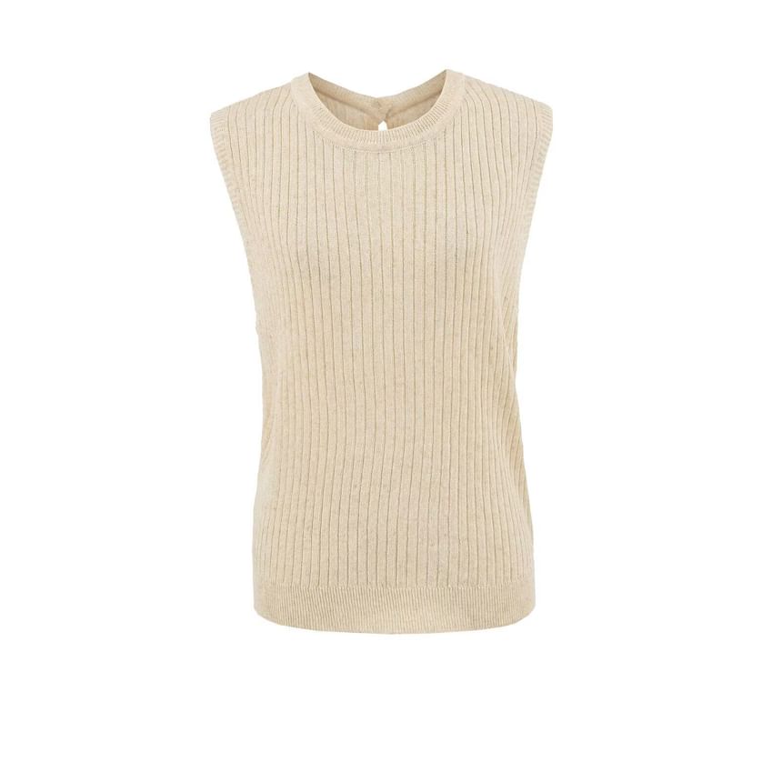 Round Neck Ribbed Knit Sleeveless Top