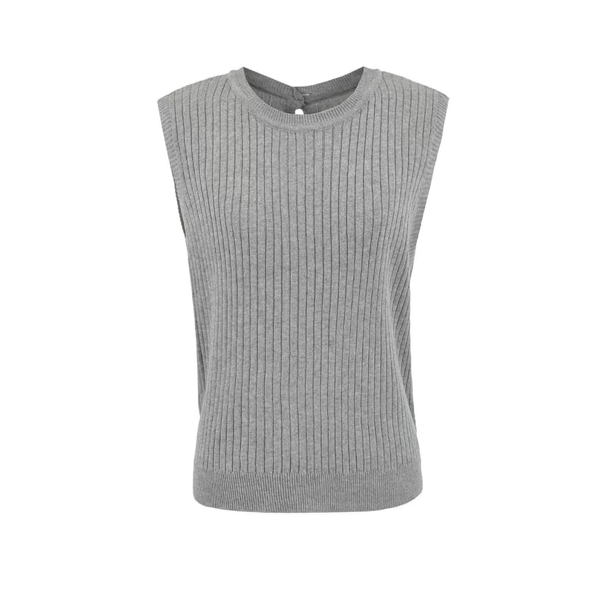 Round Neck Ribbed Knit Sleeveless Top