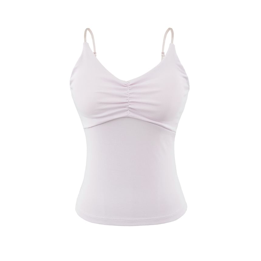 V-Neck Ruched Spaghetti Strap Camisole Top