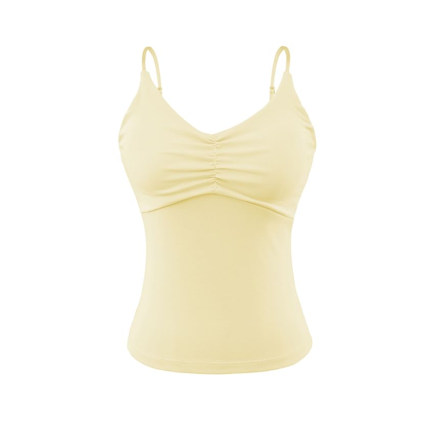 V-Neck Ruched Spaghetti Strap Camisole Top