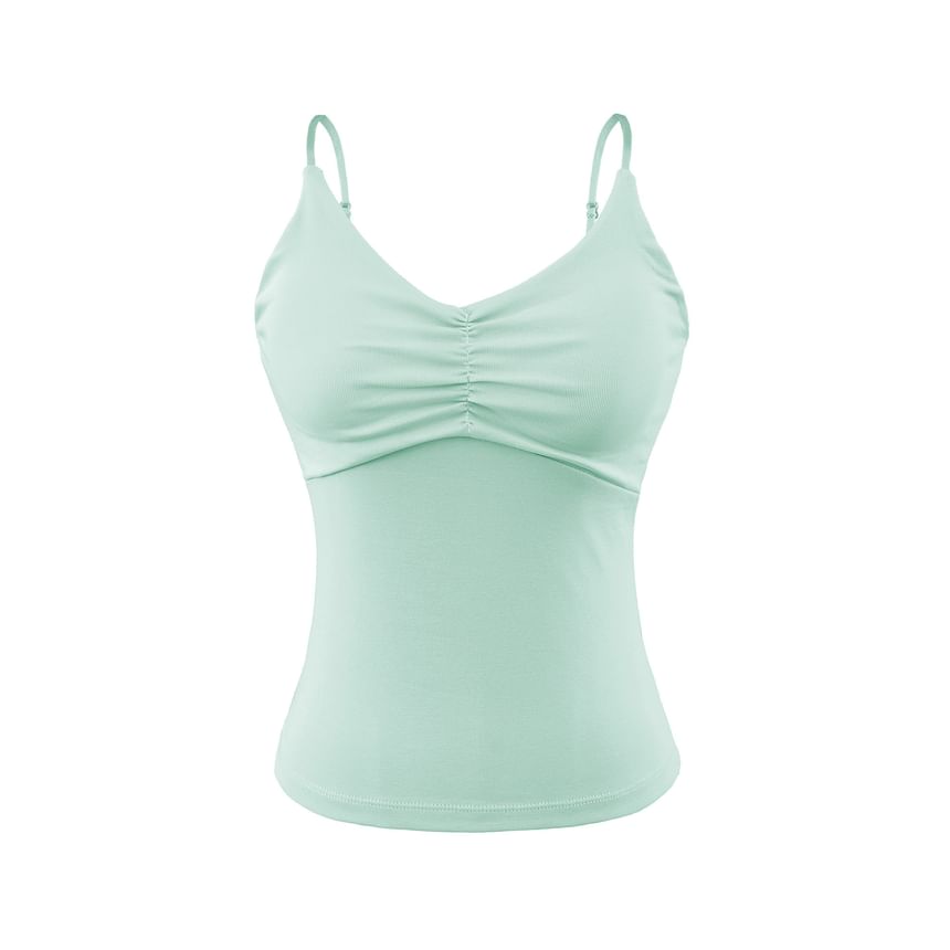 V-Neck Ruched Spaghetti Strap Camisole Top