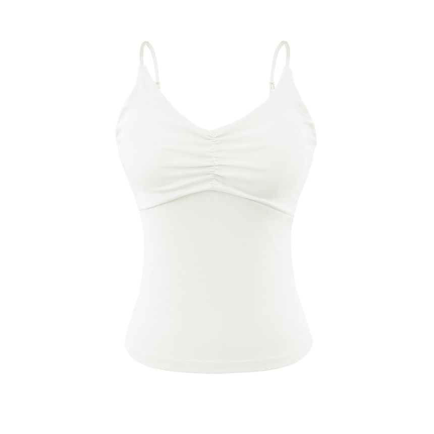 V-Neck Ruched Spaghetti Strap Camisole Top