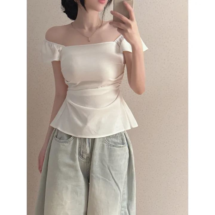 Square-Neck T-Shirt with Cap Sleeves