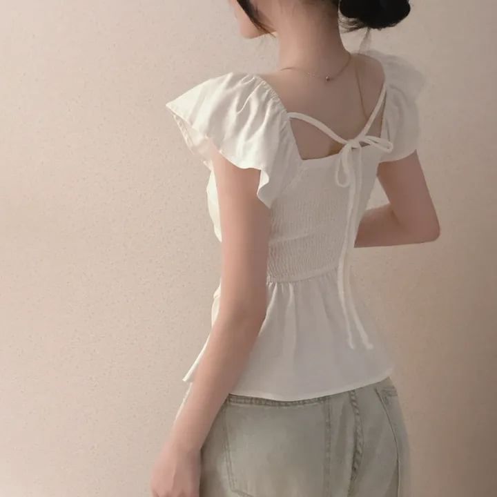 Square-Neck T-Shirt with Cap Sleeves