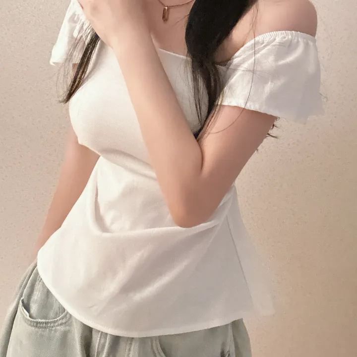 Square-Neck T-Shirt with Cap Sleeves