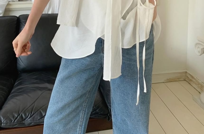 Asymmetrical Wrap Camisole Top with Sash Set