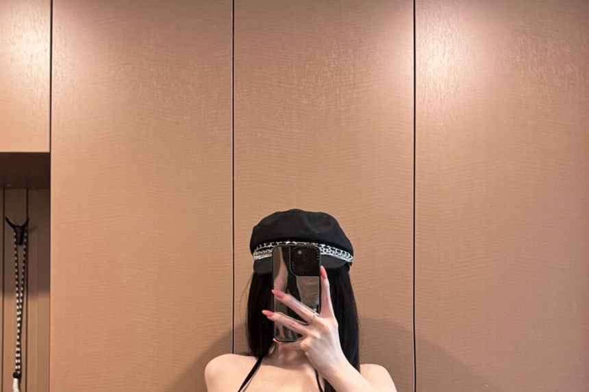 CZ Chained Halter Neck Crop Top