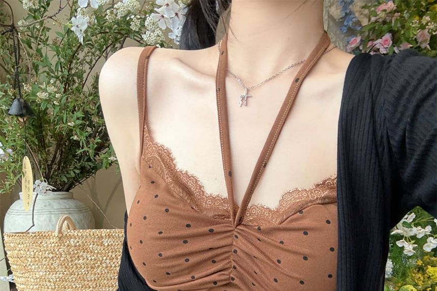 Polka Dot Halter Neck Crop Top