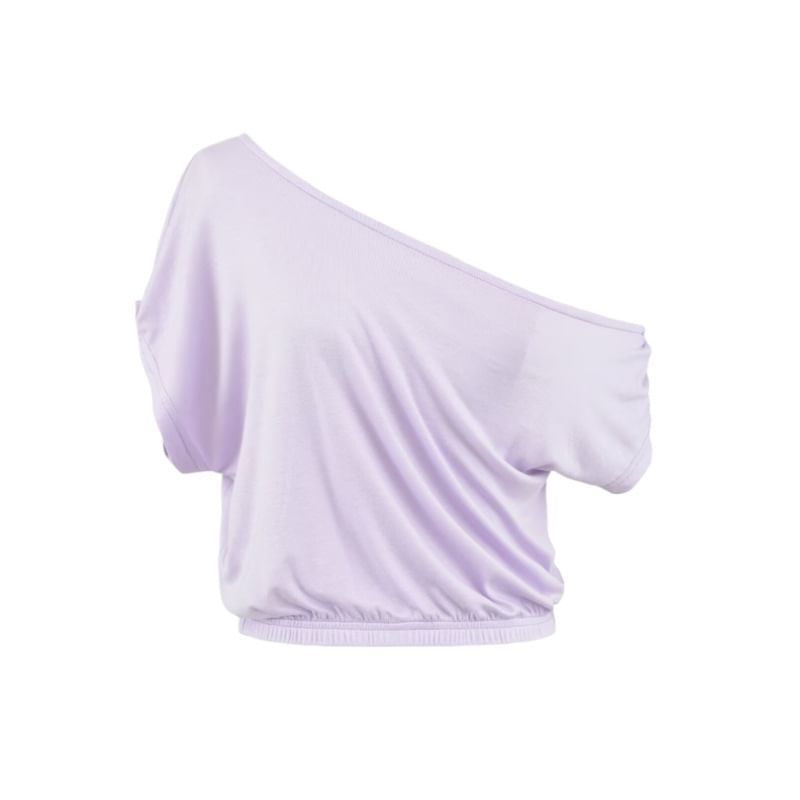 Off-Shoulder Crop T-Shirt with Short Sleeves