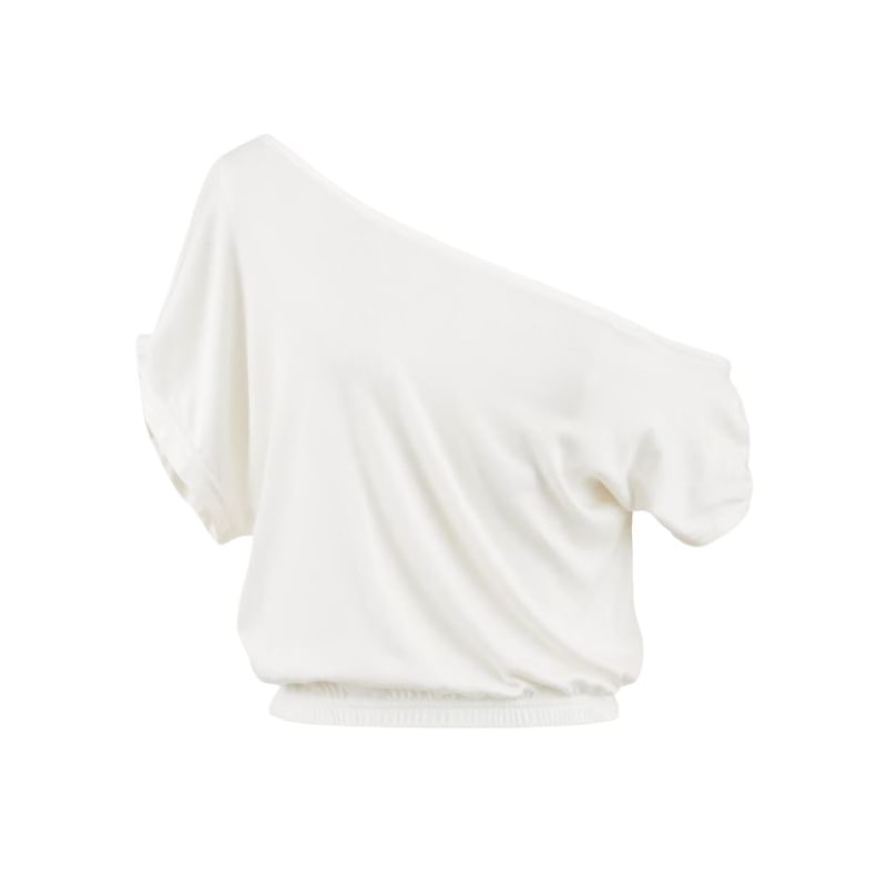 Off-Shoulder Crop T-Shirt with Short Sleeves