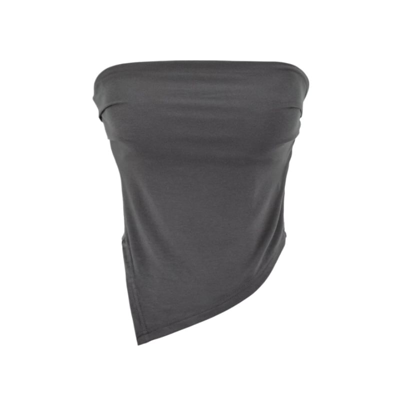 Asymmetrical Padded Ruched Crop Tube Top