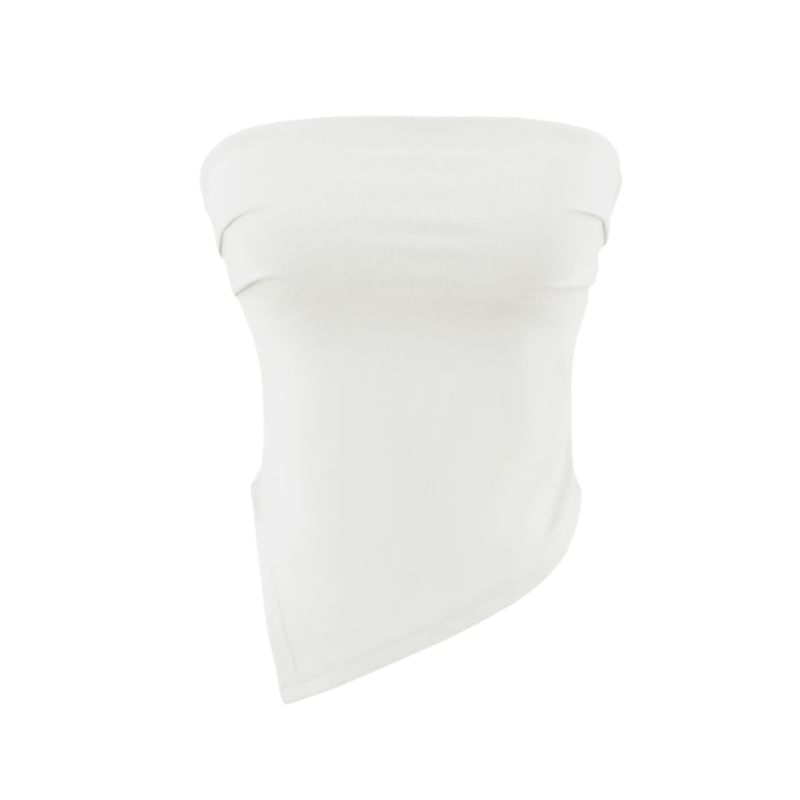 Asymmetrical Padded Ruched Crop Tube Top