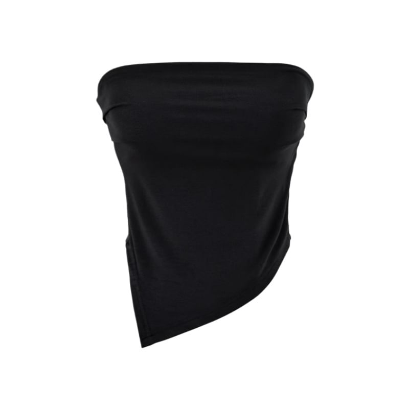 Asymmetrical Padded Ruched Crop Tube Top