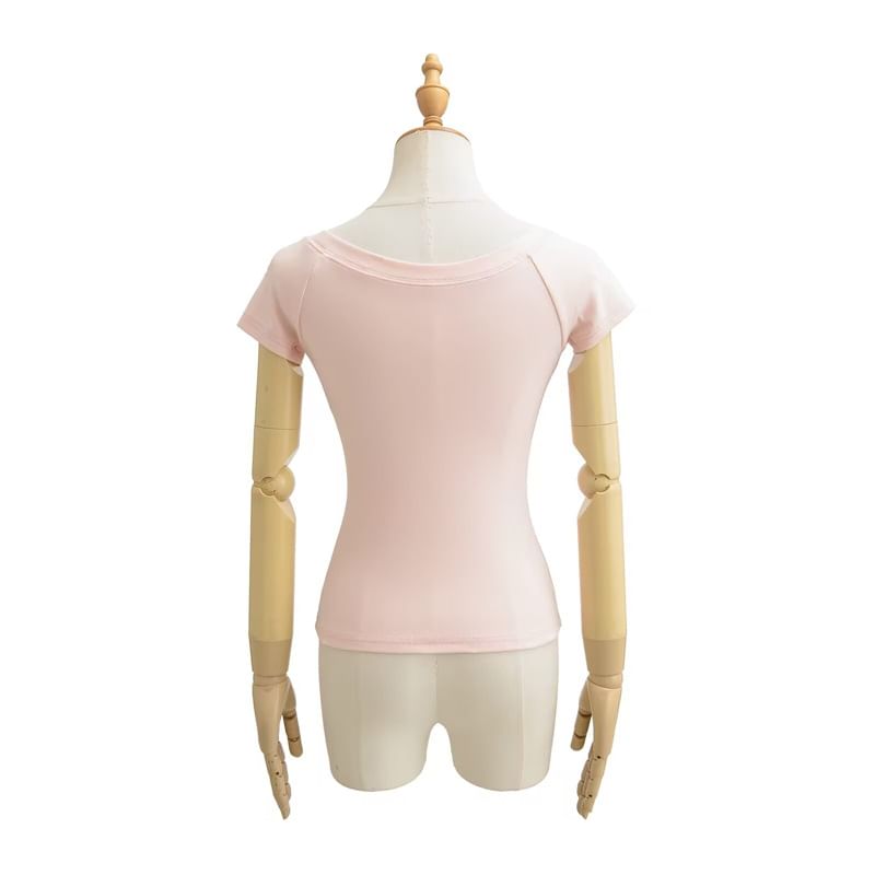 Off-Shoulder Slim Fit Crop T-Shirt