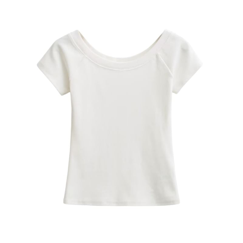 Off-Shoulder Slim Fit Crop T-Shirt
