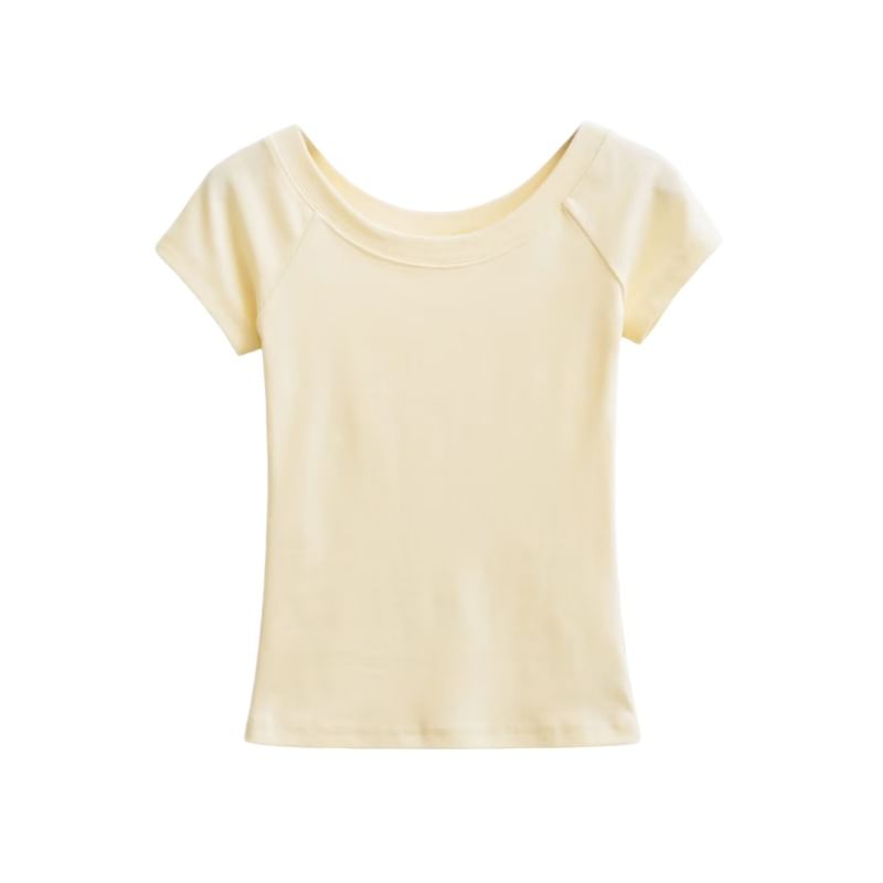 Off-Shoulder Slim Fit Crop T-Shirt