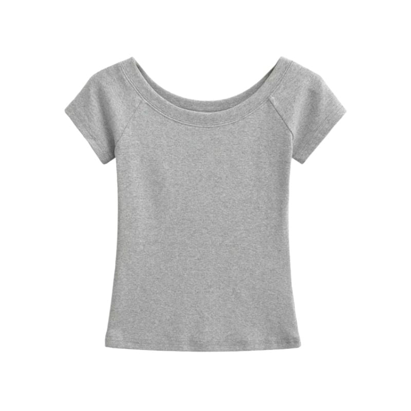 Off-Shoulder Slim Fit Crop T-Shirt